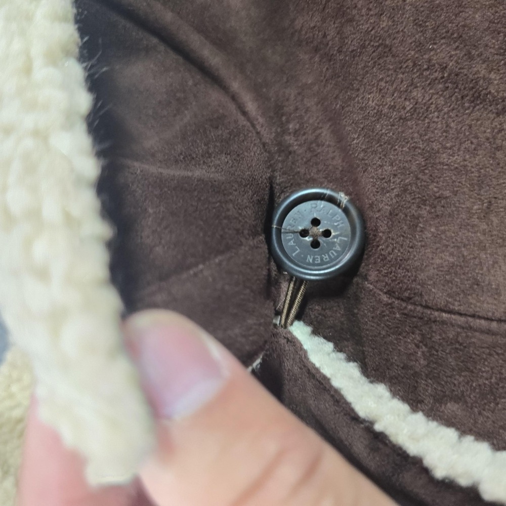 Lauren Ralph Lauren Coat Womens 3X Brown Faux Suede Sherpa Lined Button Front - Picture 4 of 15